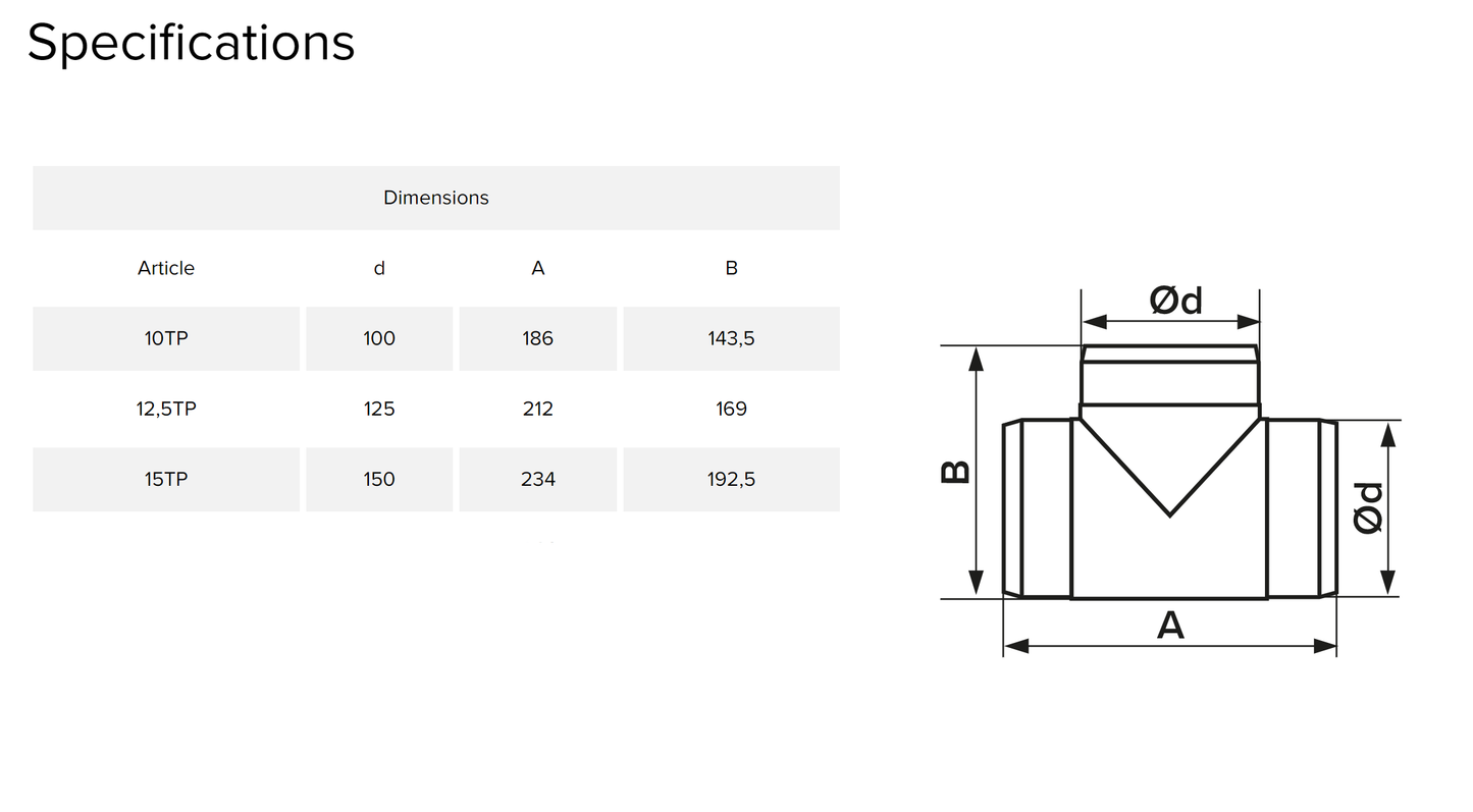 Model: T (Plastic Ducting Tee Piece)